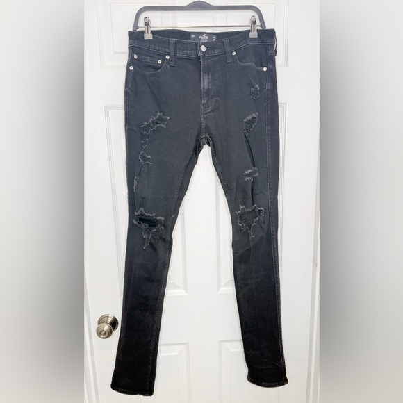 Hollister Other - Hollister Men's Black Distressed Skinny Jeans W34 L32